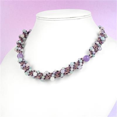 40cts Multi Gems (Aquamarine, Rose Quartz, Lavender Amethyst) Plain Rounds, Approx 4mm, 38cm strand
