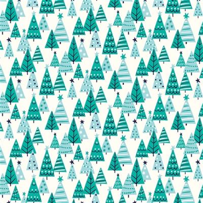 Liberty Deck the Halls Happy Forest Teal Fabric 0.5m