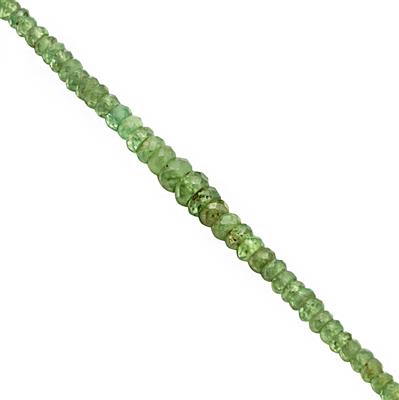 25cts Demantoid Garnet Graduated Faceted Rondelles Approx 2x1.5 to 4.5x2mm, 19cm Strand