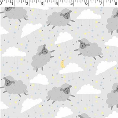 Nursery Collection Counting Grey Sheep Flannel Fabric 0.5m