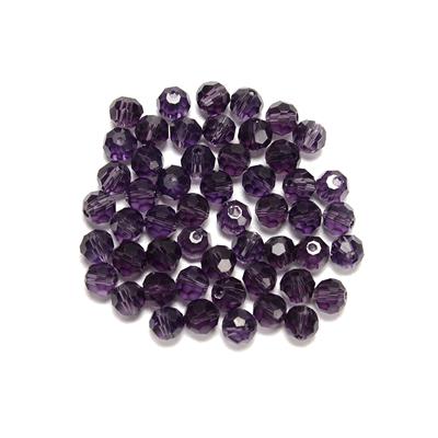 6mm Purple Glass Beads, 50pcs