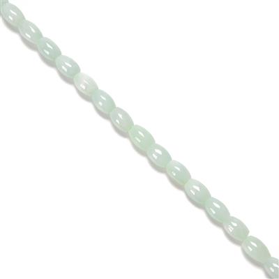 115cts Type A Green Jadeite Rice Beads Approx 5x8mm, 38cm Strand 