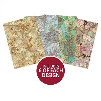 Essential Paper Packs - World Maps - 24 x 130gsm A4 Background Papers