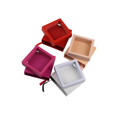 Pack of 4 Jewellery PVC Window Display Boxes with Sleeve (Light Pink, Hot Pink, Red & White) Approx 7cm 