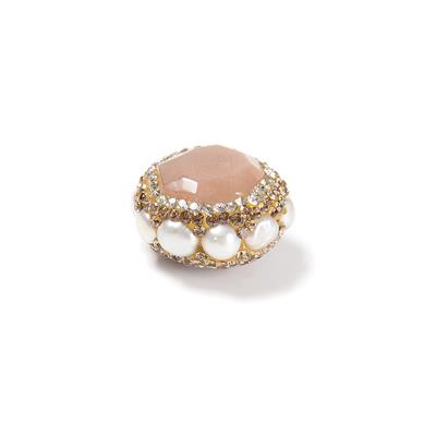 Sunstone & Freshwater Pearls Encrusted Spacer Approx 22x14mm