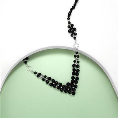 Type A Black Jadeite Round, Sterling Silver Clover Connector and Spacer Beads Project