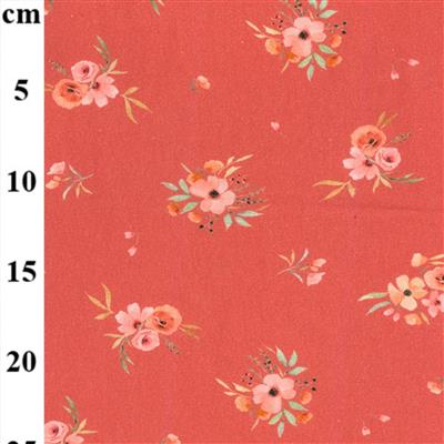 Floral Coral Jersey Fabric 0.5m