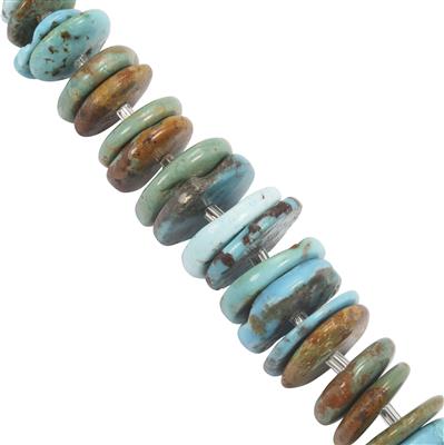 128cts Turquoise Irregular Disc Approx 4.8x1.6mm to 15x3.4mm 19cm Strand