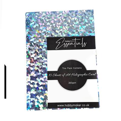 Hobby Maker Essentials - A4 Crystal Shards Holographic Card, 260gsm, Baby Blue - 10 Sheets