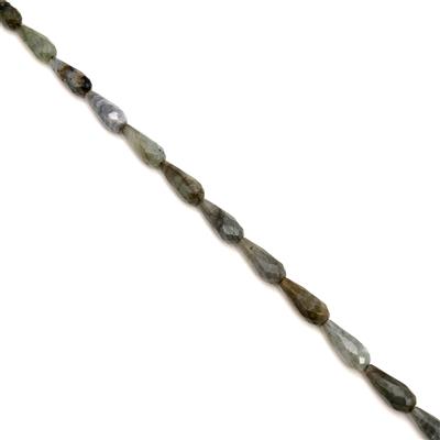 150cts Labradorite Faceted Drops Approx 20x8mm, 38cm Strand
