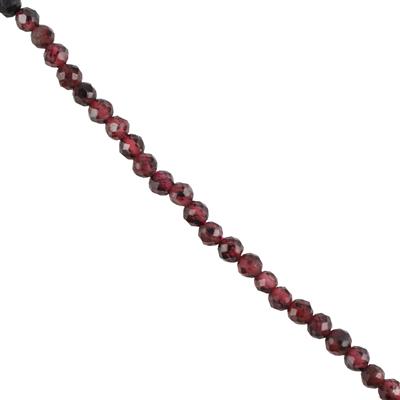 12cts Garnet Faceted Rounds Approx 2mm, 38cm Strand