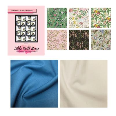 Amanda Little's Hawaiian Fans & Chopsticks Quilt Kit: Instructions, FQ Pack (6pcs) & Fabric (4m)