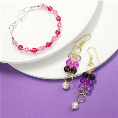 Mixed Coloured Shell Pearl, Pink & Purple Faceted Glass Project With Instructions By Ellie Gallagher