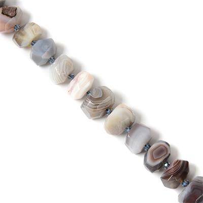 540cts Botswana Agate Faceted Nuggets, Approx 12x16mm, 38cm Strand with Spacers