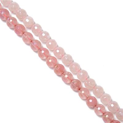 170cts Highlight Coated Rose Quartz Faceted Rounds Approx 6mm & Rainbow Coated Watermelon Quartz Faceted Rounds Approx 6mm, 38cm Strands