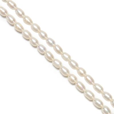 Double Trouble! 2x White Freshwater Cultured Rice Pearls, Approx 5-7mm, 38cm Strand 