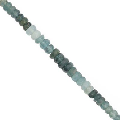 28cts Grandidierite Faceted Rondelle Approx 2.5x1 to 5x3mm, 20cm Strand