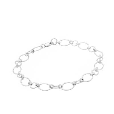 925 Sterling Silver Oval Link, 7.5inch Finished Bracelet with Lobster Clasp