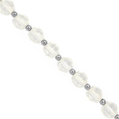 44cts Clear Quartz Faceted Bicones Approx 6 to 7mm 19cm Strands With Hematite and Plastic Spacers