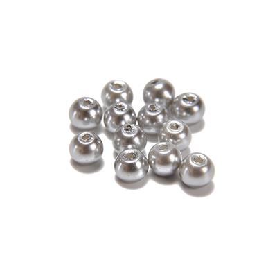 Silver Glass Pearl , Approx 4mm (12 pcs)