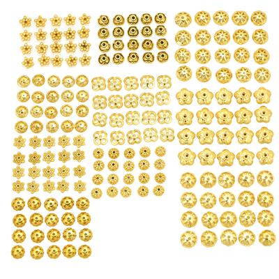 Gold Color Base Metal Bead Caps Bundle, 10 Designs (20pcs In Each Design), 200pcs
