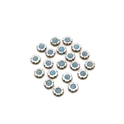 Precisoa Ornela Chalk White Pale Blue Table Cut Hawaiian Flower Beads, 14mm (20pk)
