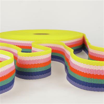 Webbing Multi-Coloured Bright Stripes 40mm x 1m