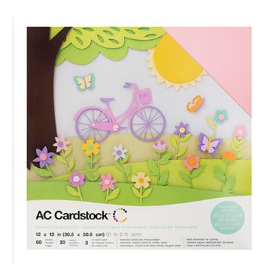 American Crafts Card Stock 12x12  Spring, 60 Sheets, 216 GSM