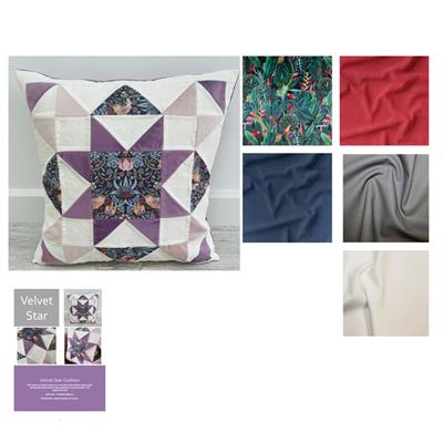 Delphine Brooks' Rain Forest Velvet Patchwork Duo Cushion Kit: Instructions, Velvet F8 x 3 & Plain 0.5m