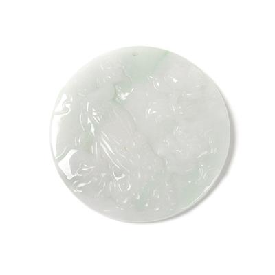 110cts Type A White Jadeite Peacock Pendant, Approx 50mm