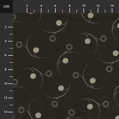Yoko Saito Centenary Collection Circles On Dark Brown Fabric 0.5m 