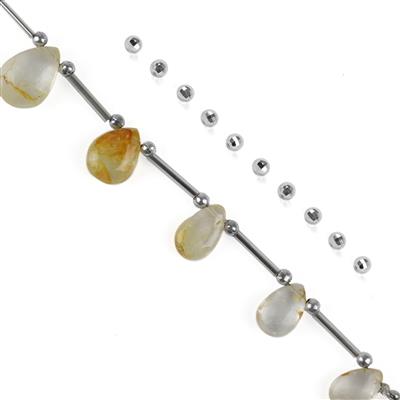 Satellite Spacer - Golden Topaz Smooth Pears & Sterling Silver Satellite Spacer Beads