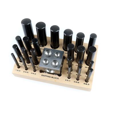 Doming Punch & Doming Block set of 25pcs on Wooden Base