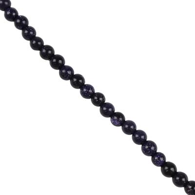 100cts Blue Sandstone Plain Rounds Approx 4mm - 1m Strand		