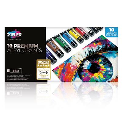 Zieler - 10 Premium Acrylic Paints (38ml Tubes)