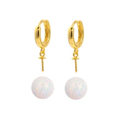 Cultured Opal Hoop Earring Project with Gold Plated 925 Sterling Silver Hoop Earrings with Pegs & Approx 8mm Rounds
