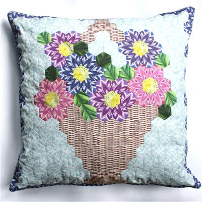 Amber Makes Basket of Flowers EPP Hexie Cushion Kit : Instructions & Fabric Panel