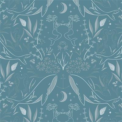 Lewis & Irene Presents Cassandra Connolly Sound Of The Sea Collection Enchanted Ocean Aegean Blue Fabric 0.5m