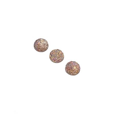 Light Pink Coin Resin Glitter Cabochons, Approx 10mm (3pcs/pack)