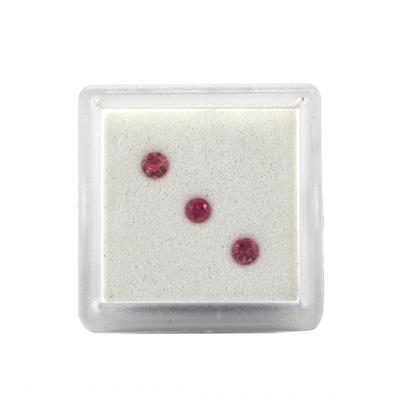 0.28cts Pink Tourmaline Faceted Rounds (Pack of 3 with Box)