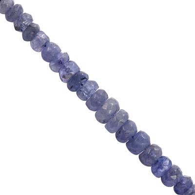 15cts Tanzanite Faceted Rondelles, Approx 2x1 - 5x3mm, 10cm Strand