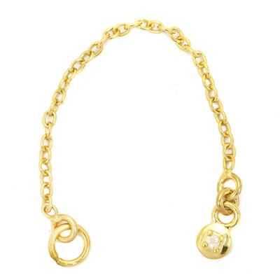 Gold Plated 925 Sterling Silver Cable Chain Extender with Diamond Approx 1.5mm