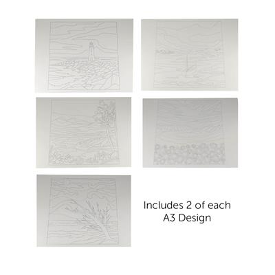 Delphine Brooks - 10 x A3 Landscape Prints, 5 Designs, 2 of Each , 280gsm Felt Watercolour Card