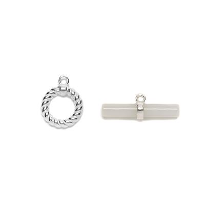 925 Sterling Silver Toggle Clasp with Type A White Jadeite Bar, 4cts