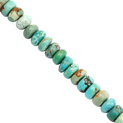 38cts Turquoise Smooth Rondelle Approx 3.5x2.5 to 6x4mm, 20cm Strand