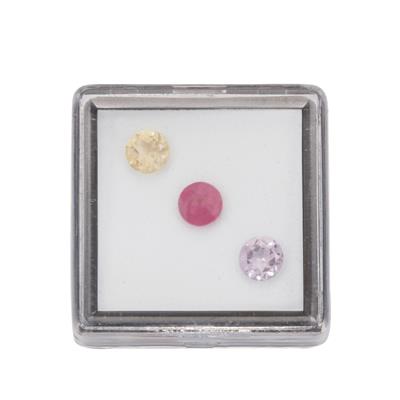 1.35cts Rose De France Amethyst , Ctrine & Ruby Round Approx 5mm (Pack of 3) 
