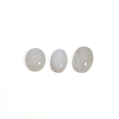 21.50cts White Moonstone Oval Cabochons Approx 10x14 to 12x16mm, (Set Of 3)