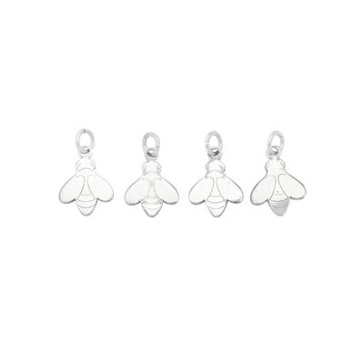 925 Sterling silver Flat Bee Charms, Approx 12x8mm, (Pack of 4)