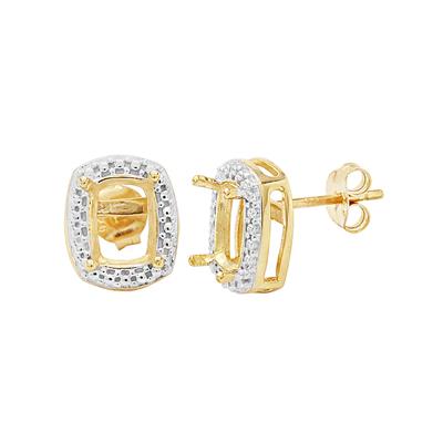 Gold Plated 925 Sterling Silver Cushion Earring Mount (To fit 8x6mm gemstone) - 1 Pair
