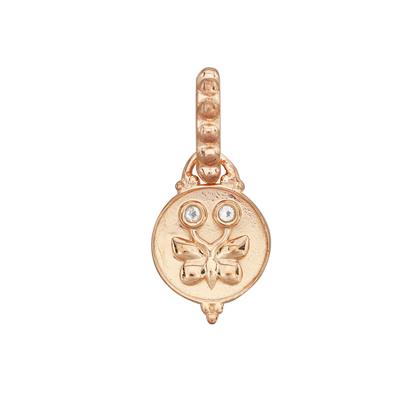 Rose Gold 925 Sterling Silver Butterfly Coin Pendant Approx 20x10mm with White Topaz 